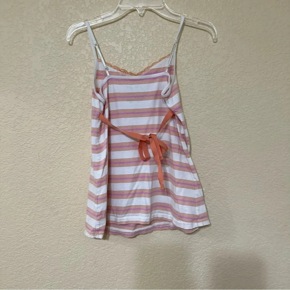 Cherokee spaghetti straps summer top White with Orange and Pink Stripes - Picture 2 of 10
